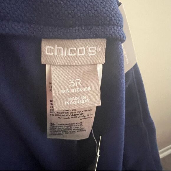Chico's Blue Trousers Pull-on Textured Waffle sz 16 (3R Chico Sizing) NEW 🏷 - Picture 11 of 13